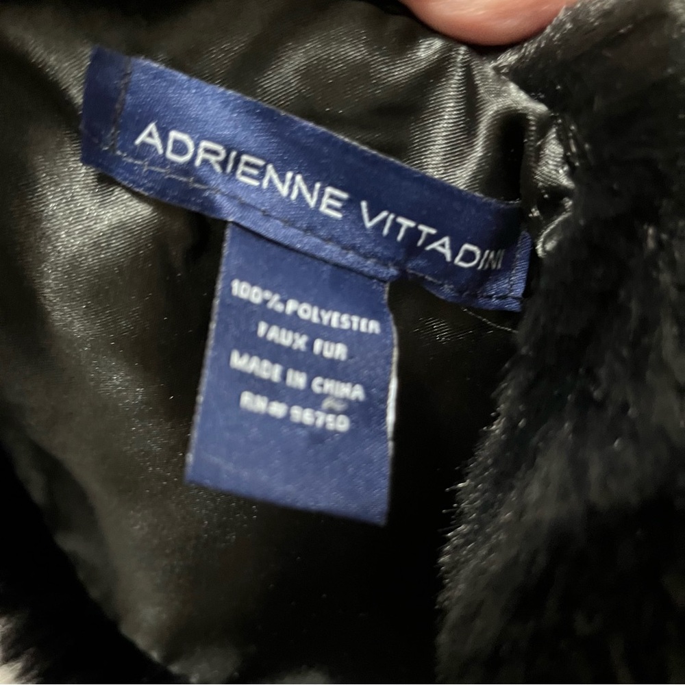 Adrienne Vittadini Black Faux Mink Fur Pull Through Scarf - Picture 9 of 10